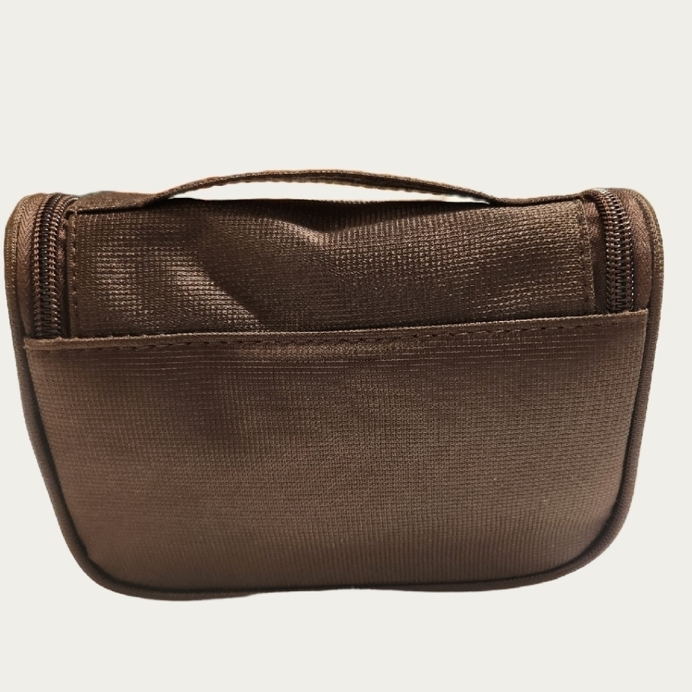 Bulgari Parfums for Eva Air Dark Brown Toiletry Bag EUC 7" X 5.5" X 3" - Picture 4 of 9